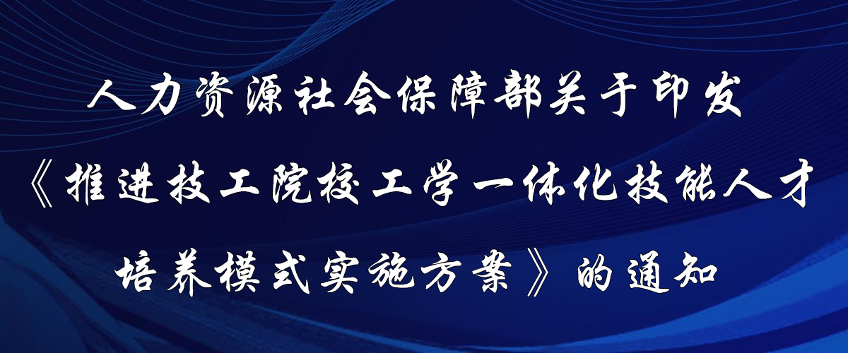 人力資源社會(huì )保障部關(guān)于印發(fā)《推進(jìn)技工院校工學(xué)一體化技能人才培養模式實(shí)施方案》的通知